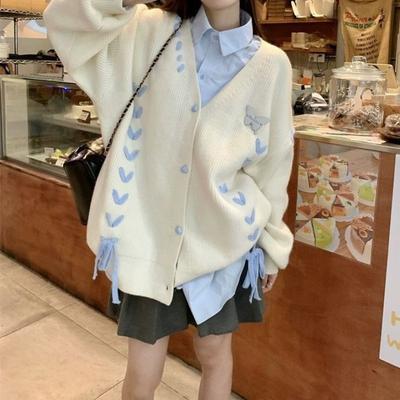 New Milk Fufu Soft Waxy Gentle Atmosphere Lazy Wind Butterfly Knitted Sweater Cardigan Women's Coat Top