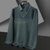 Winter Fake Two Pieces Polo Shirts Turn-down Collar Plus Fleece Thicken Casual Pure Cotton Patchwork Cootrast Color Tops