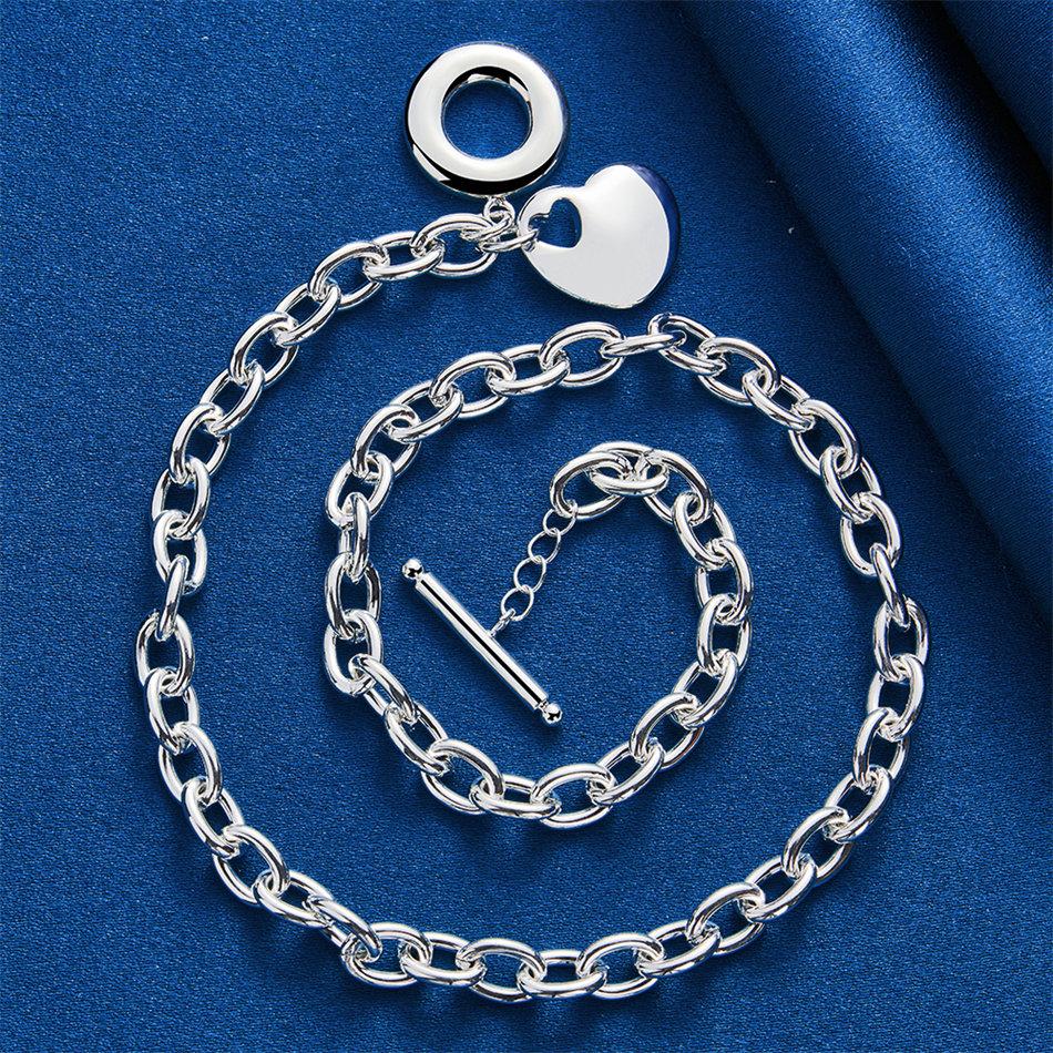 Collana a Cuore Delicata Lucidato in Argento Sterling 925 per Donna, Gioielli alla Moda per Feste e Matrimoni
