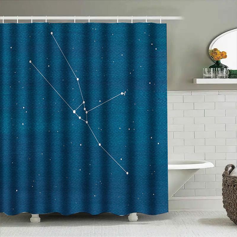 Blue Galaxy Shower Curtain Starry Space Universe Cosmos Pattern Bathroom Decor Waterproof Backdrop