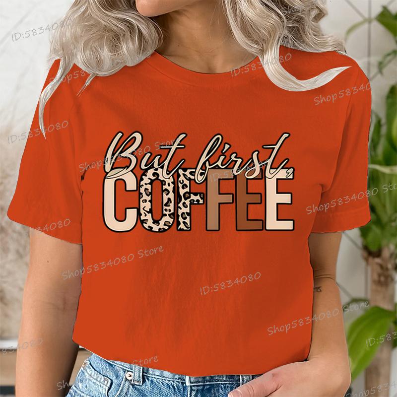 Gift For Coffee Lover Printed Tshirt But First Coffee Leopard Print Tshirt Crew Neck Leopard Coffee Graphic T Shirt For Unisex
