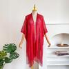 European & American Tassel Shawl: Sun Protection Bikini Beach Cover-up, Solid Color Hollow-out Design