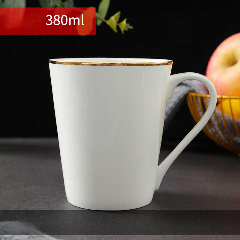 Bone China Coffee Mug with Gold Rim, 200-400ml Tea Cup with Handle White 1pc, for Espresso,Hot Cocoa,Cappuccino,Latte and Cold Drinks, Microwave Safe