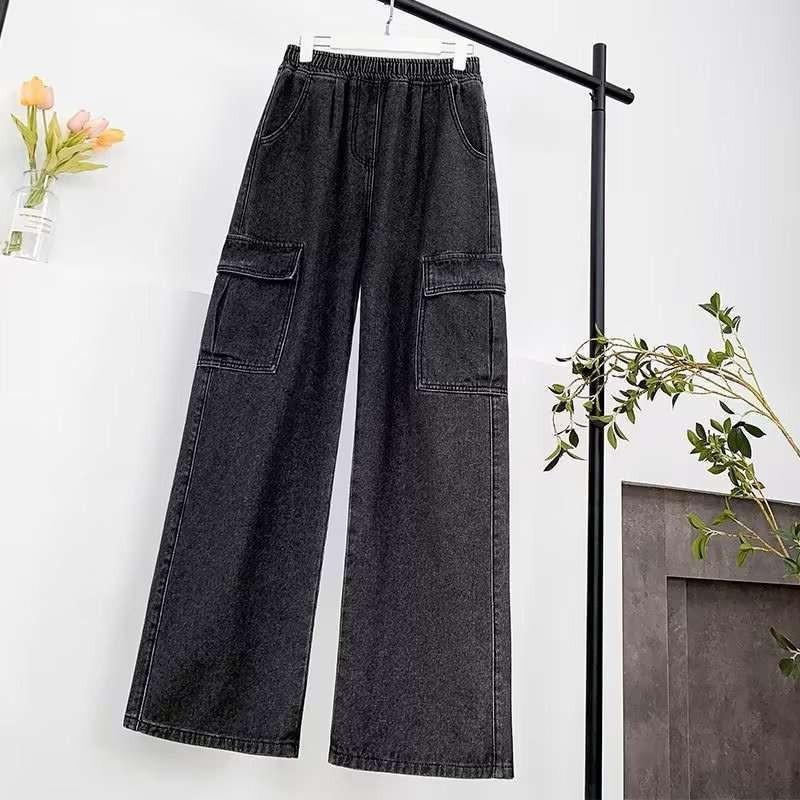 

Весна Новинка, Уличная Мода Тренд Джинсы Широкие Штанины Мужские Свободные На шнурках, Прямые Штаны 3XL 160-87.5 kg