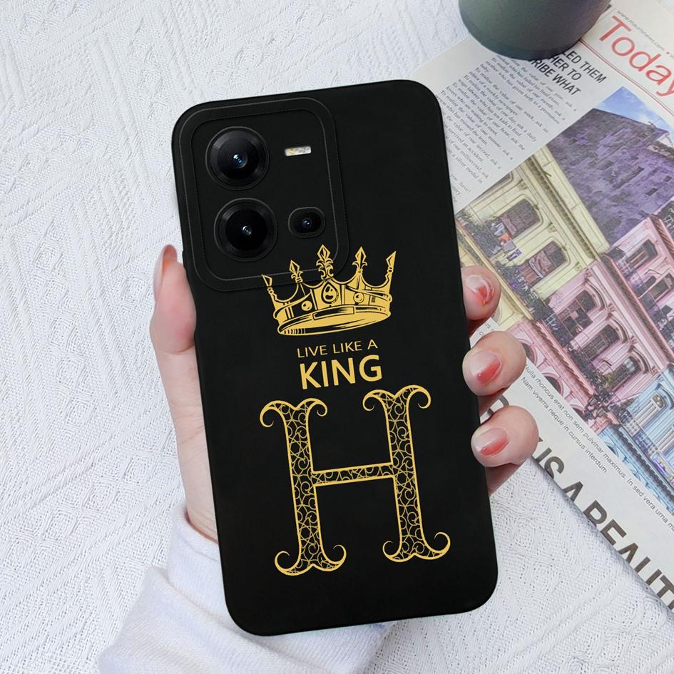 For Vivo V19 V19 Neo V27 Pro V25E V20 V21E V23E V20SE Case Shockproof Cover Luxury Letters Crown Square Soft Liquid Silicone For Vivo Bumper Shell