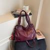 Multi-compartment soft leather tote bag women's shoulder messenger bag