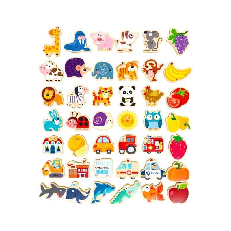 Children Wooden Stacking Blocks Toys Animal And Fruit Beads For Cognitive Play