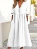 Vestido de Verão Elegante 2026 com Decote em V e Cor Sólida para Mulheres