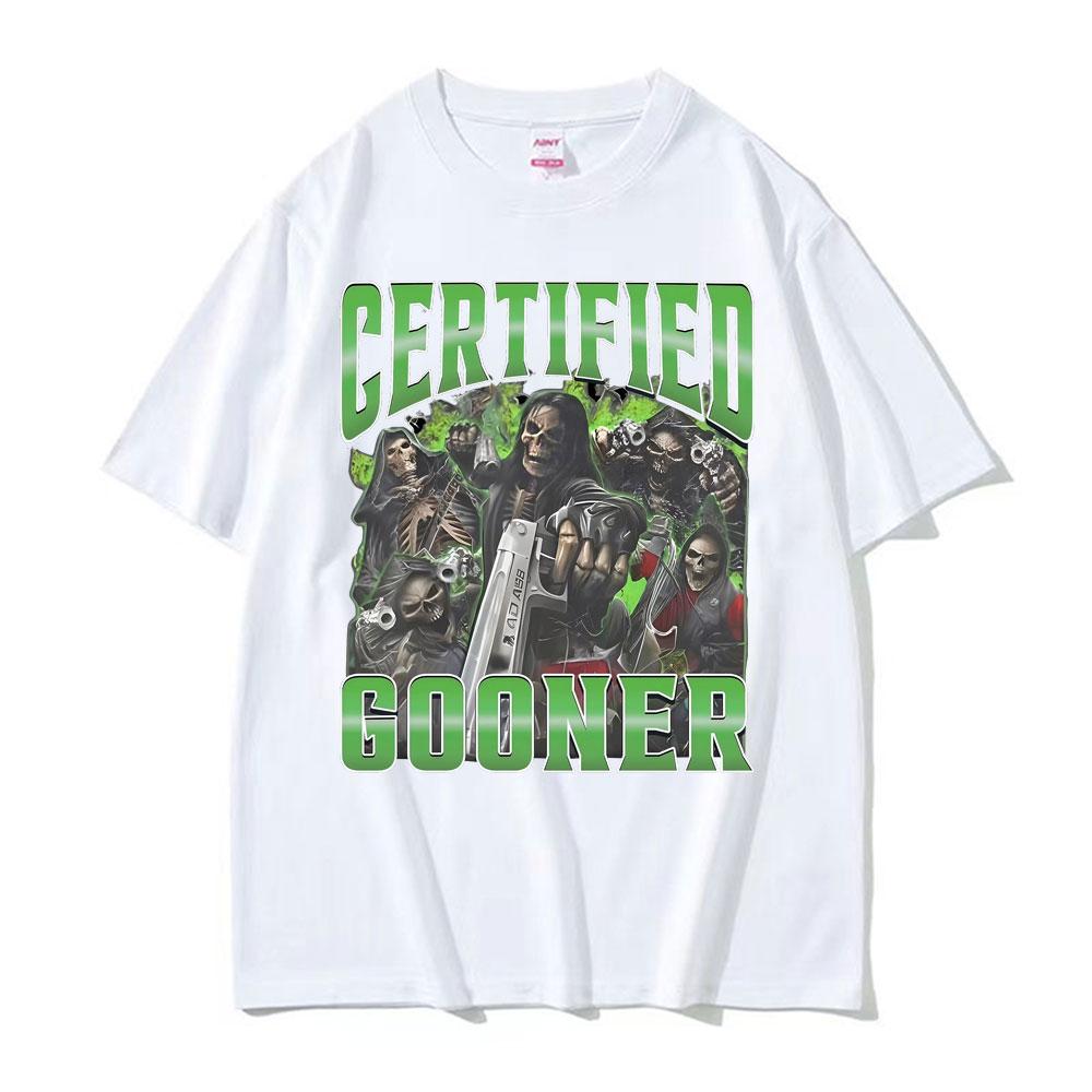 Zertifizierter Gooner Lustiges Skelett Meme T-Shirts Herrenbekleidung Mode Gothic Harajuku T-Shirt Männlich Übergroßes Hochwertiges T-Shirt