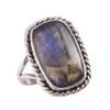 Natural Labradorite Gemstone 925 Solid Sterling Silver Jewelry Ring Size 7 D8l25