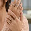 Initial Ring, Alphabet A-Z Letter Zircon Ring, Stainless Steel Adjustable Open Ring for Women Wedding Jewelry Non-Tarnish