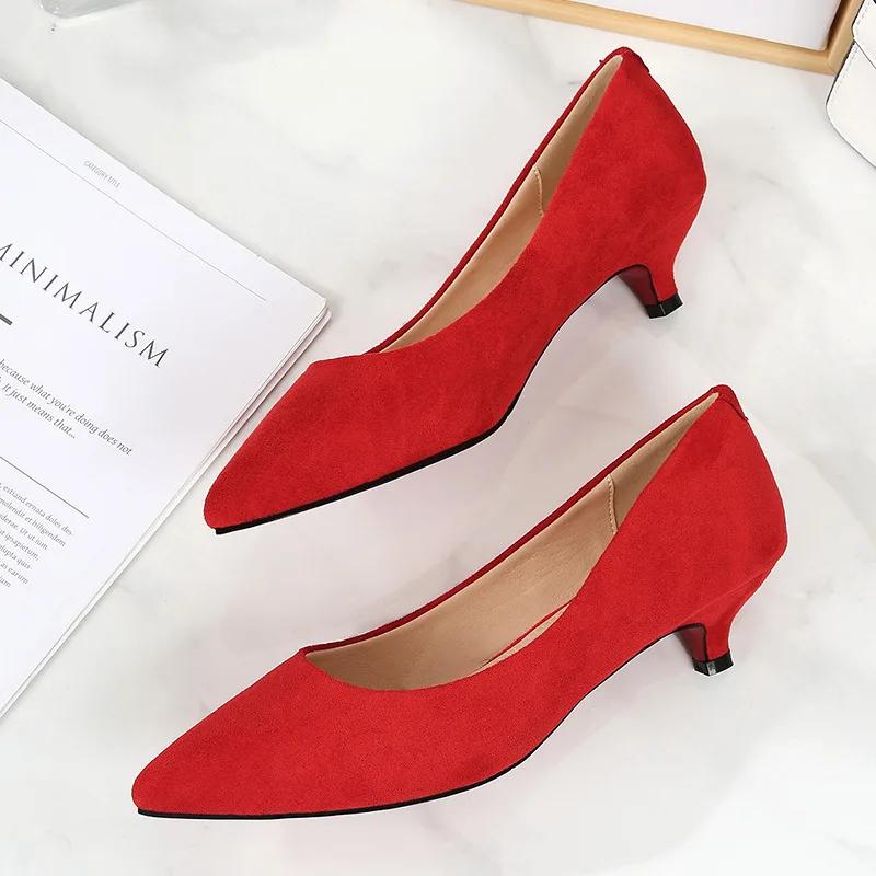 Fashion Women Low Small High Heels Shoes Brief Japanned Leather Pumps Big Size 41/42/43 Ladies Work Office Shoes Bridal Chaussures Femme