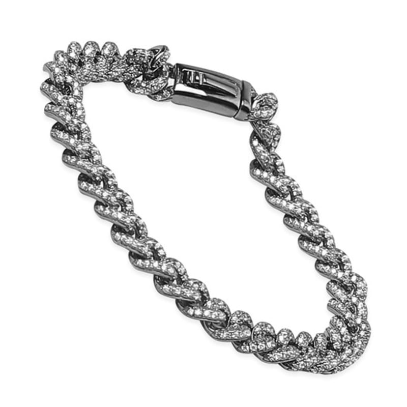 MACIER [S925] Pave Cushion Bracelet S (Black Silver)