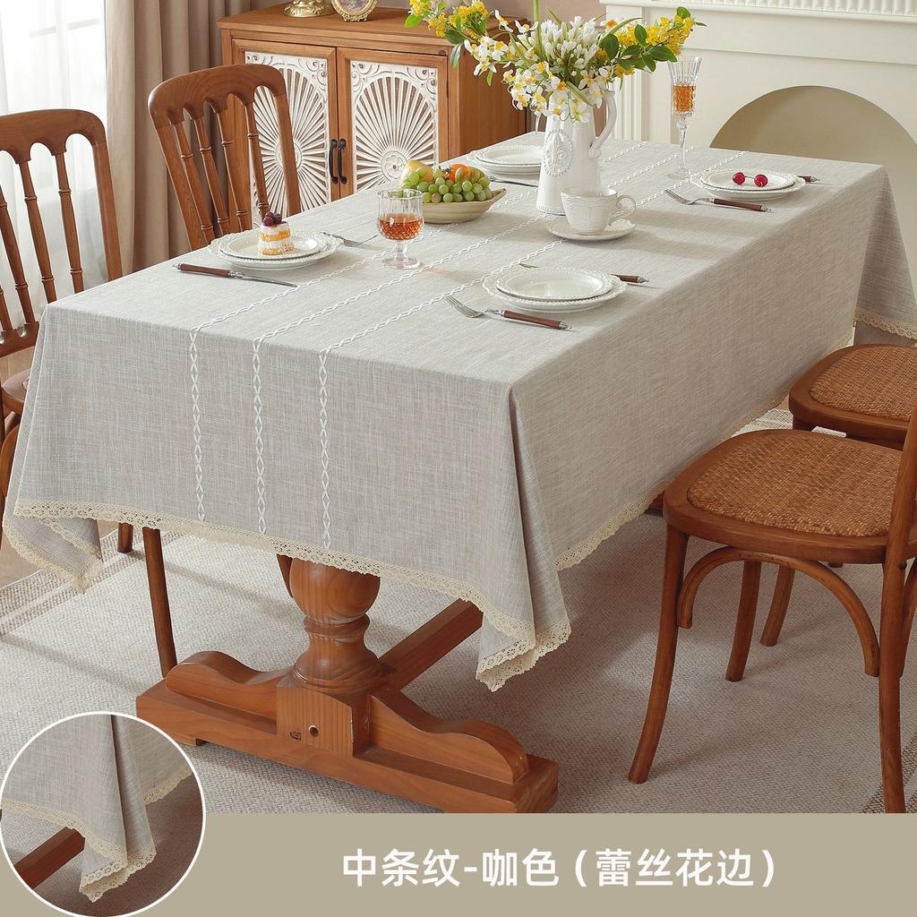 Amazon Popular Thickened Small Fresh Dining Table Cloth Lace Striped Square Cover Towel Home Manufacturer Spot