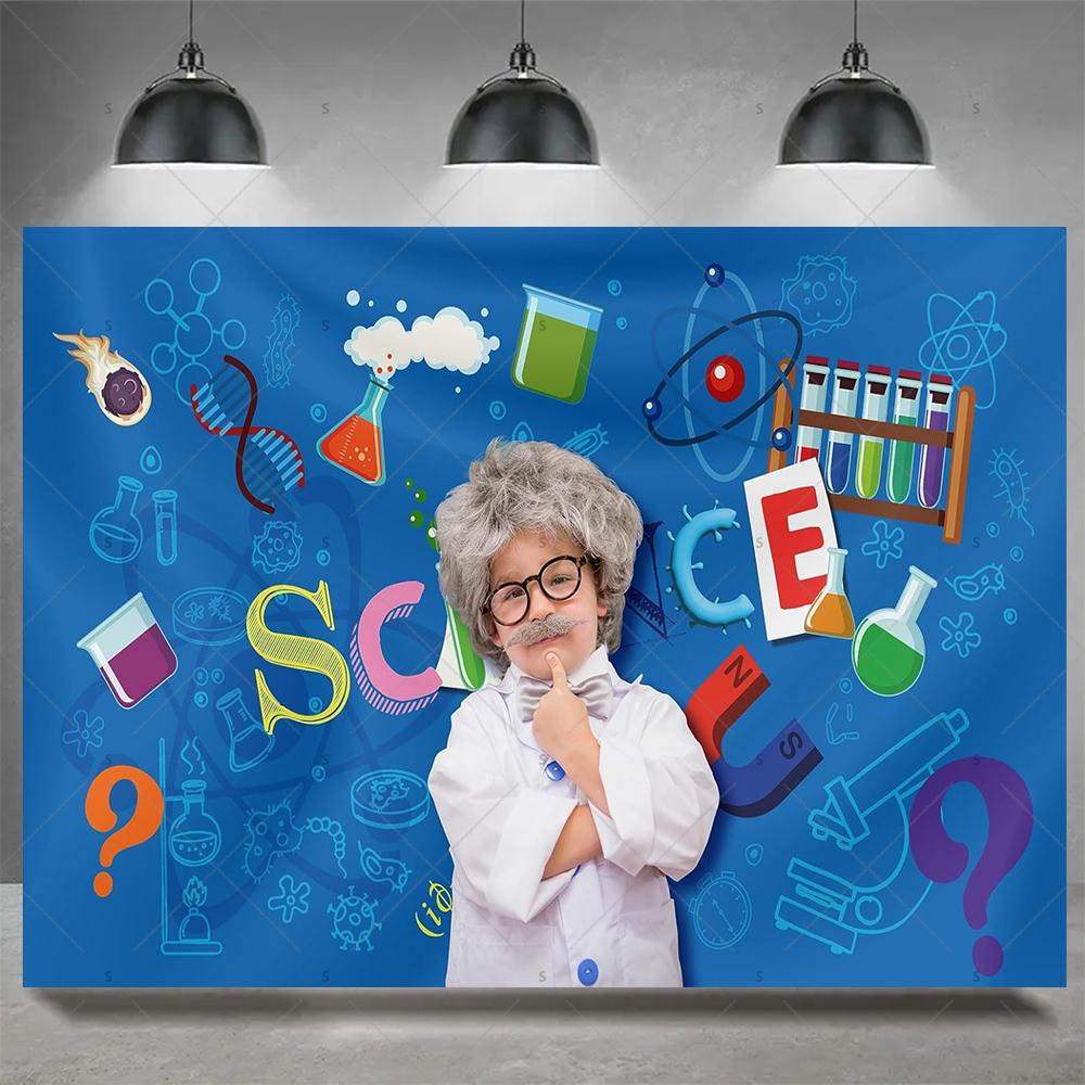 Crazy Science Fun Theme Party Decoration Background, Scientist Boys and Girls Birthday Party Decoration Photography Background