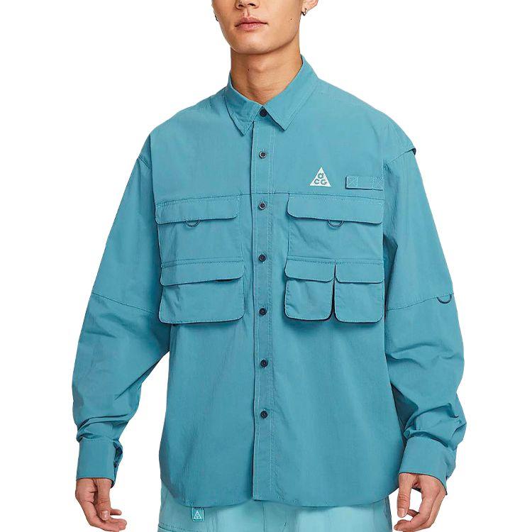 New Nike ACG 'Orb Weaver' Shirt Men's Smoke Blue/Lightning Blue/Mountain White HJ2466-006