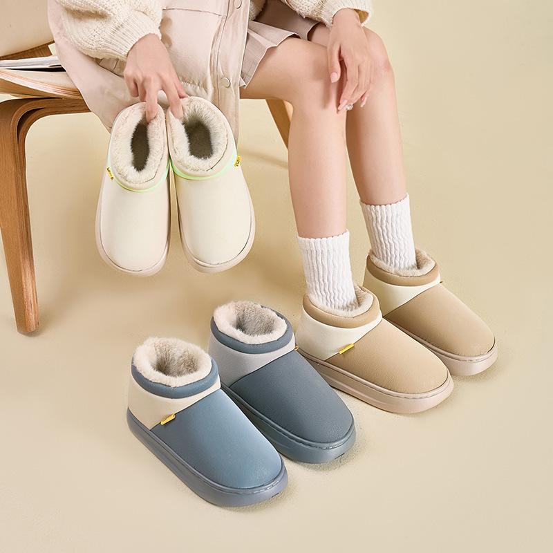 Cotton slippers winter home use velvet comfortable warm non-slip deodorant waterproof cotton shoes winter