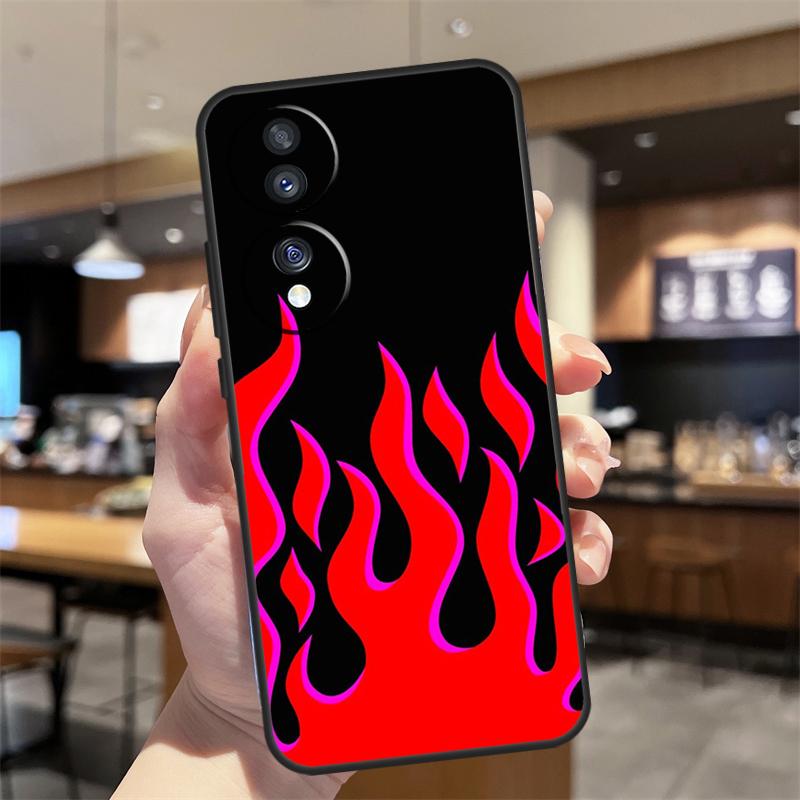 Blue Red Flame Fire Case For Honor Magic 5 6 7 8 Pro Honor 200 400 50 70 90 Lite X8b X8c X9b X9c X9d Win RT Cover