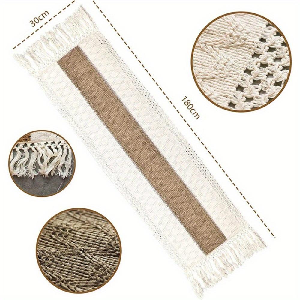 12x70inch Boho Table Runner With Tassels, Home Decor Farmhouse Rustic Table Runner.