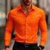 Men's Casual Long-Sleeve Slim Fit Black Geometric Pattern Breathable Versatile Formal Shirt Fashion Outdoor Men's Top