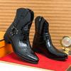 Fashion Fashion Men's Alligator Pattern Pointed Business Casual Ankle Boot Fashion Male Winter New Comfortable Chelsea Leather Shoes