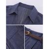 Women's Linen Blend Sleeveless Shirt & Denim-Style Skirt Set