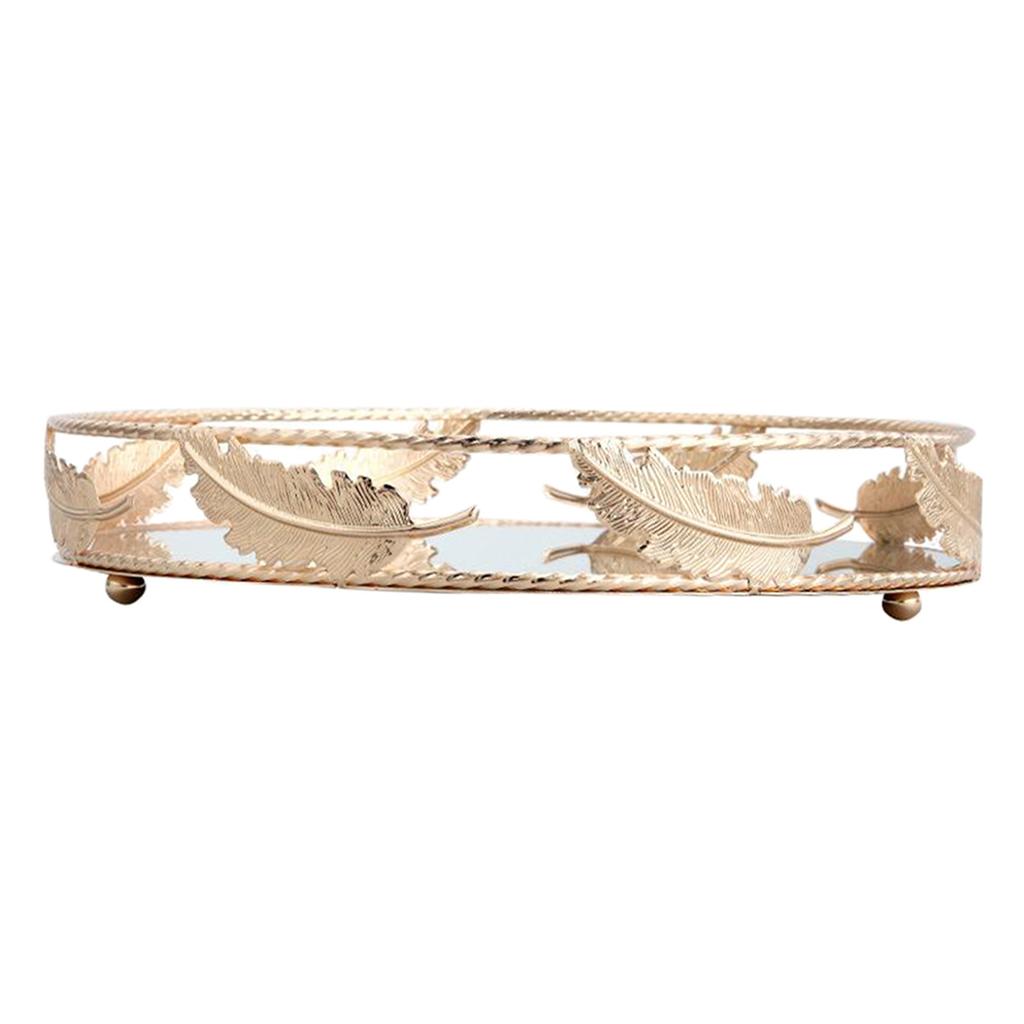 Round Mirror Plate Decorative Cosmetics Storage Tray for Catering , Wedding Party Decoration - 300mm