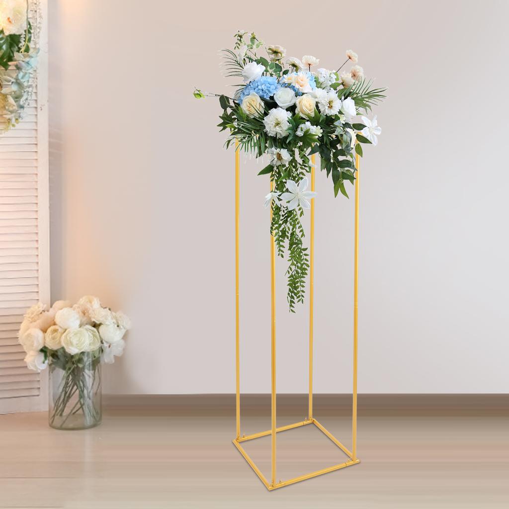 Elegant Gold Wedding Flower Stand, Rectangular Metal Display Rack for Party Decor, Modern Steel Floral Holder for Home & Events