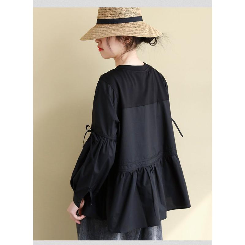 

New Design Loose Large Size Shirt Fashionable Age-Reducing Top for Women L чёрный