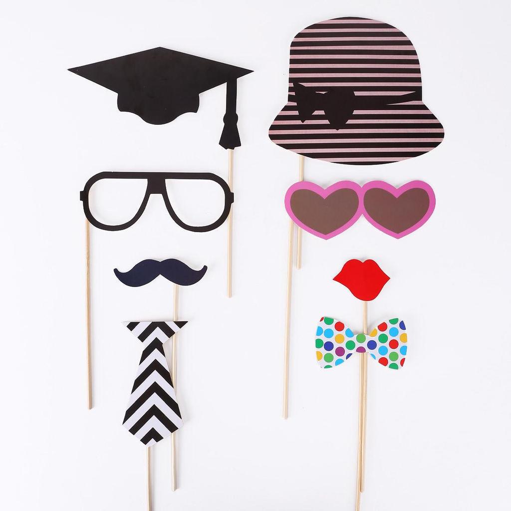 76-teiliges Rote Lippen & Schnurrbart Foto-Requisiten-Set für Partys, Hochzeiten und Feiertage