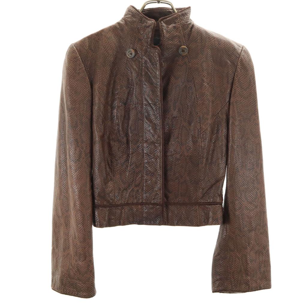 Giorgio Armani Python Pattern Genuine Leather Leather Jacket 38 Brown Women Used