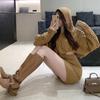 Elegant Autumn/Winter Hooded Loose Pullover Women Sweater New Retro Women High Waist Hip Short Skirts 2-piece Set Set Knitted Twist Outfits Clothing