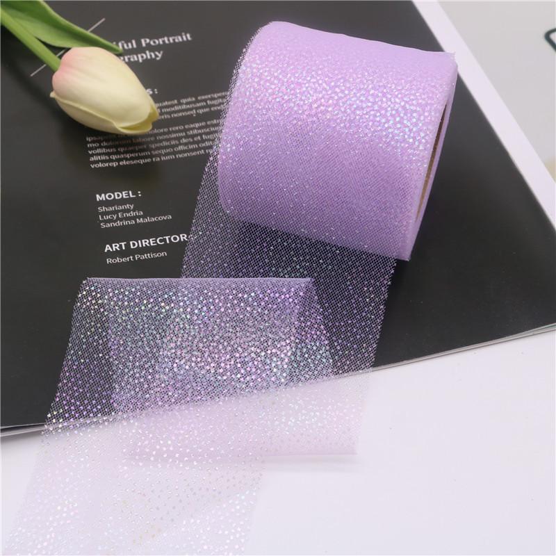 6CM/roll Holiday Ribbon Colorful Dot Mesh Fabric Glitter Ribbon For Gift Wrapping Christmas Decorations