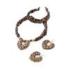 Brown Leopard Print Silk Scarf Heart-Shaped Pendant Necklace Set Women Girls Gifts Fashion Jewelry Hot Sale Party Gift 2025 New