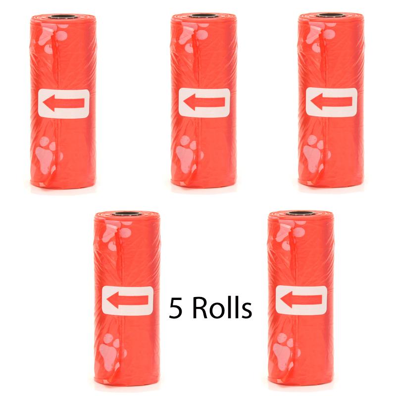 Pet Poop Bags Disposable Dog Waste Bags Bulk Poop Bags with Leash Clip and Bone Bag Dispenser 5 Rolls of 75 Pcs Bags