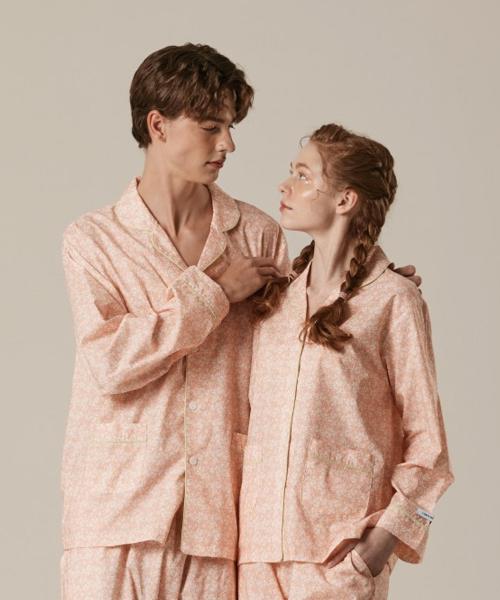 

[Sleepy cat] Couples Paisley Flower Pajama 2-Piece Set [Shipped from Korea] 100% Authentic Peach