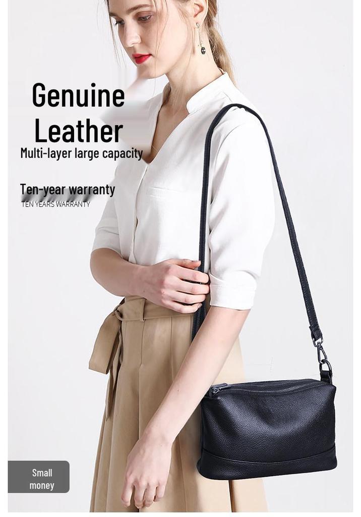 Women's 2025 Trendy Genuine Leather Multi-Zipper Crossbody & Shoulder Bag - Soft Cowhide Handbag