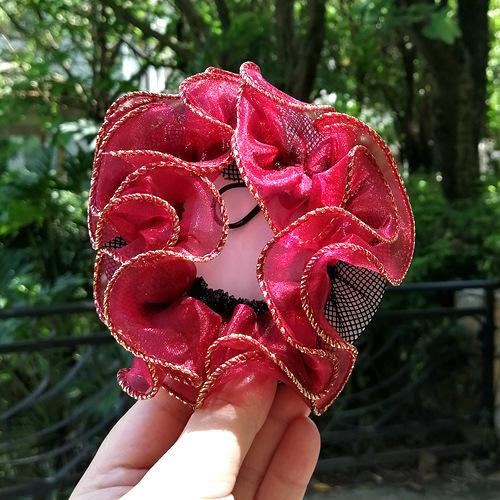 New Children's Ballet Dance Ball Hair Net Cover Girl Snow Gauze Lace Updo Hair Net Hood Flower Drawstring