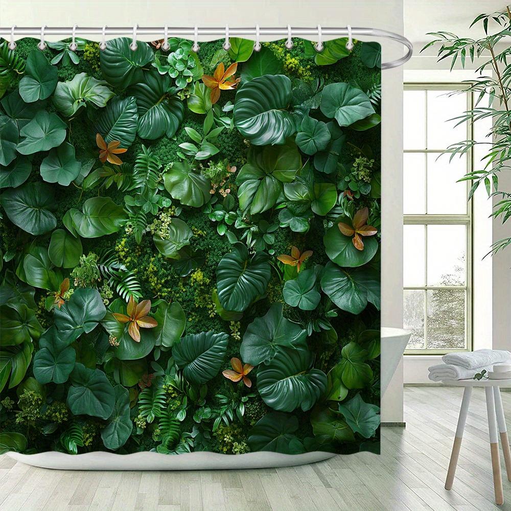 Shower Curtain: Lush Tropical Greenery and Flowers for a Fresh and Natural Bathroom Decor
