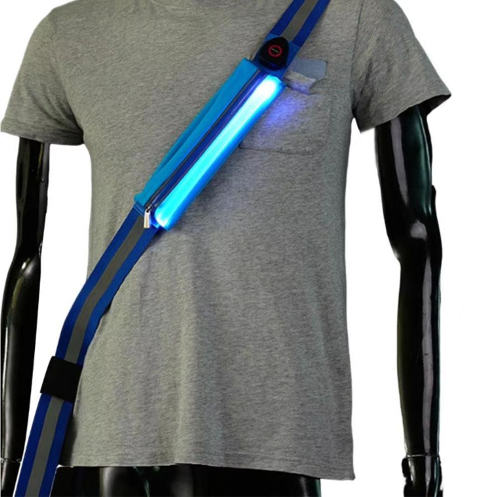 USB Rechargeable Reflective Safety Tape Luminous Sport Reflective Belt Unisex синий