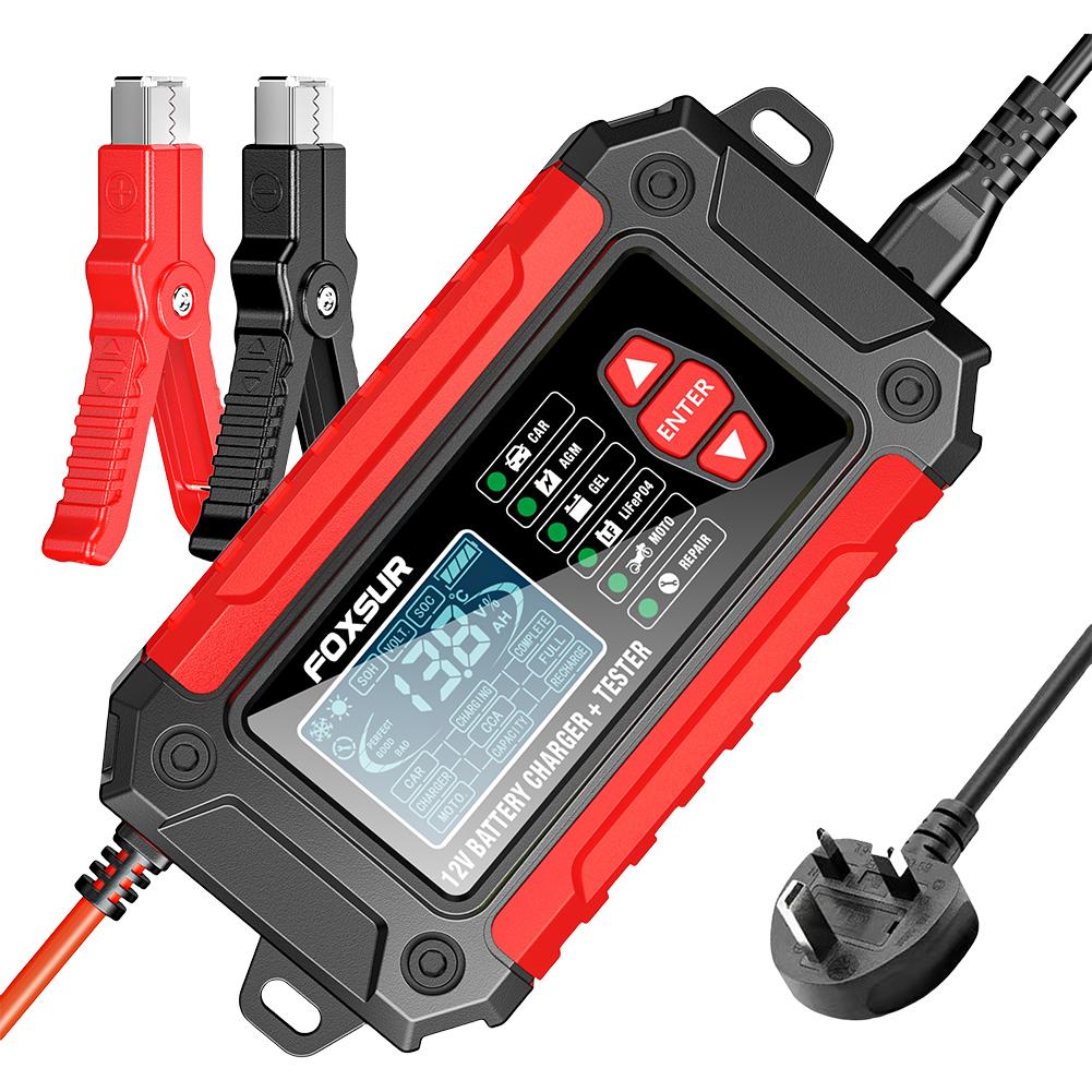 DC12V 6A Full Automatic Car Motorcycle Battery Charger LCD Display Intelligent Rechargeable Battery Maintainer Pulse Tester