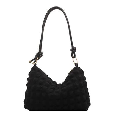 VNGOLERRY Women's Shoulder Bag, Tote Bag, Popcorn Design, Korean Eco Bag, Shirred Bag (Black)