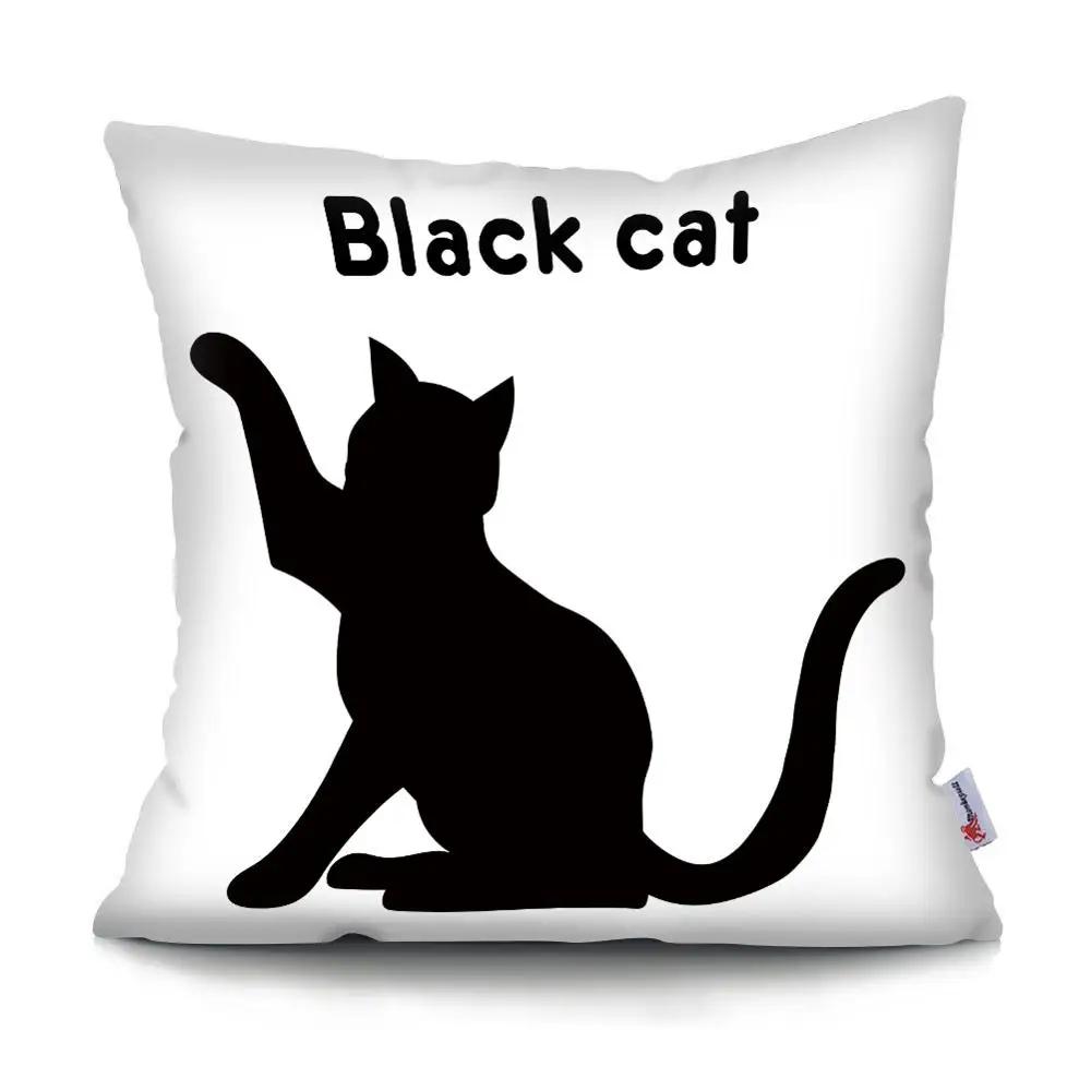 Black Cat Cushion Cover Pet  Sofa Bedroom Decoration Pillowcase Pattern   Case