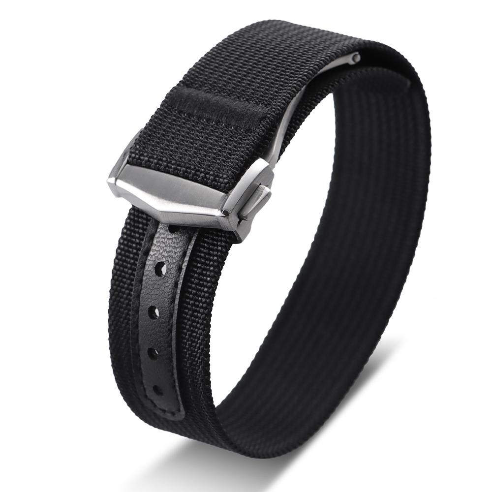 Cinturino in Nylon a Coste per Orologi in Tessuto Balistico 20mm per Braccialetti Sportivi Militari Omega Fibbia Pieghevole Premium
