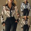 Independent Site Wish Amazon Hot-Selling Item: New Autumn Satin Printed Long-Sleeve Shirt for Women