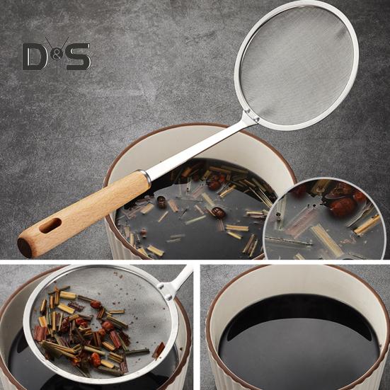 Oil Filter Spoon Stainless Steel Fast Filtering Moisture Removal Ergonomic Design with Hanging Hole Heat-resistant Drain Scoop