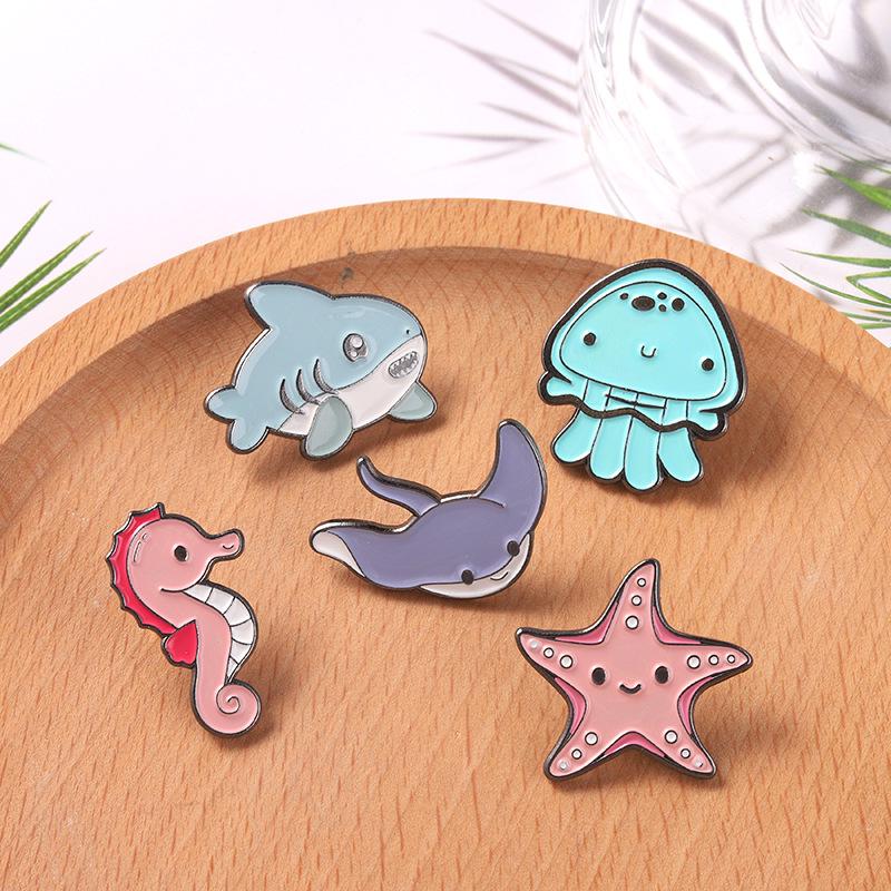 Trendy Marine Animal Brooches: Starfish, Seahorse, Hippocampus Badges