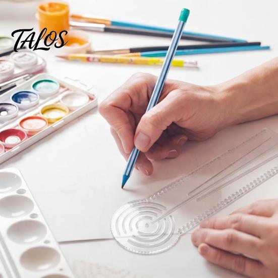 Šablona pro doodle pro dospělé Mandaly Pravítko s otvory, Kružítko pro tečkování, Šablony pro řemesla Začátečníci Úhloměr Rovné tečkování