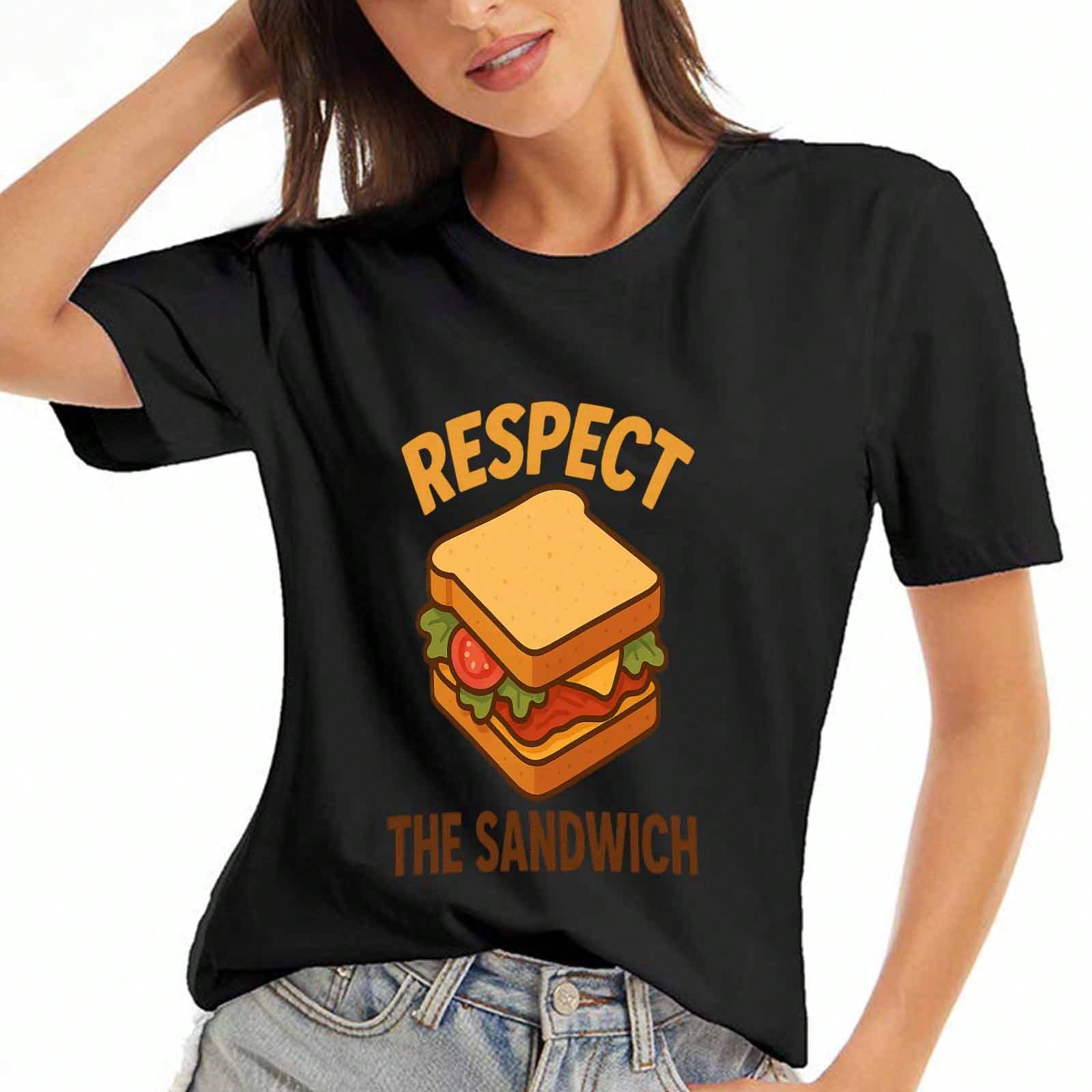 Sandwich Lover Cotton T Shirt, Pure Cotton Highquality Print, Durable, Casual And Fashionable. Perfect For Foodies, Cute Sandwich Graphic Tee For , G S разноцветный