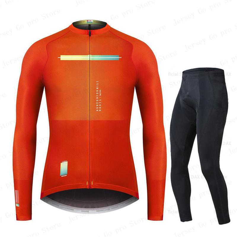2026 Spring/Autumn Triathlon Men Long Sleeve Cycling Clothing Breathable Anti-UV Bicycle Jersey Set Wear Bib Pants Ropa Ciclismo